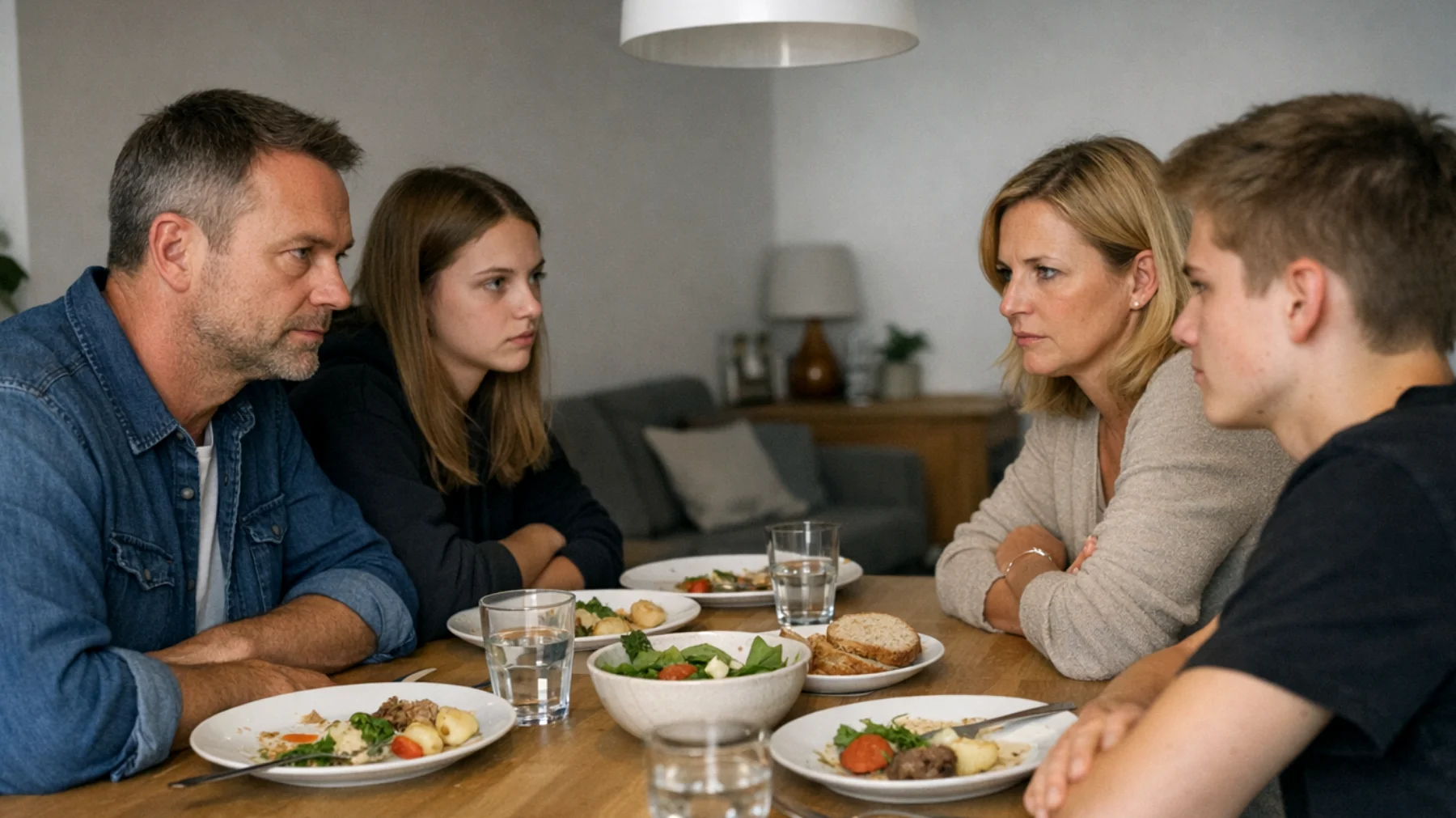 Die Eltern fühlen sich von ihren Kindern nicht respektiert, wenn es um grundlegende Werte wie Höflichkeit, Familientradition und gesellschaftliche Normen geht. Die Kinder hingegen lehnen diese Werte als veraltet ab und fordern mehr Freiheit in ihrer Lebensgestaltung, was zu häufigen und intensiven Konflikten im Alltag führt."